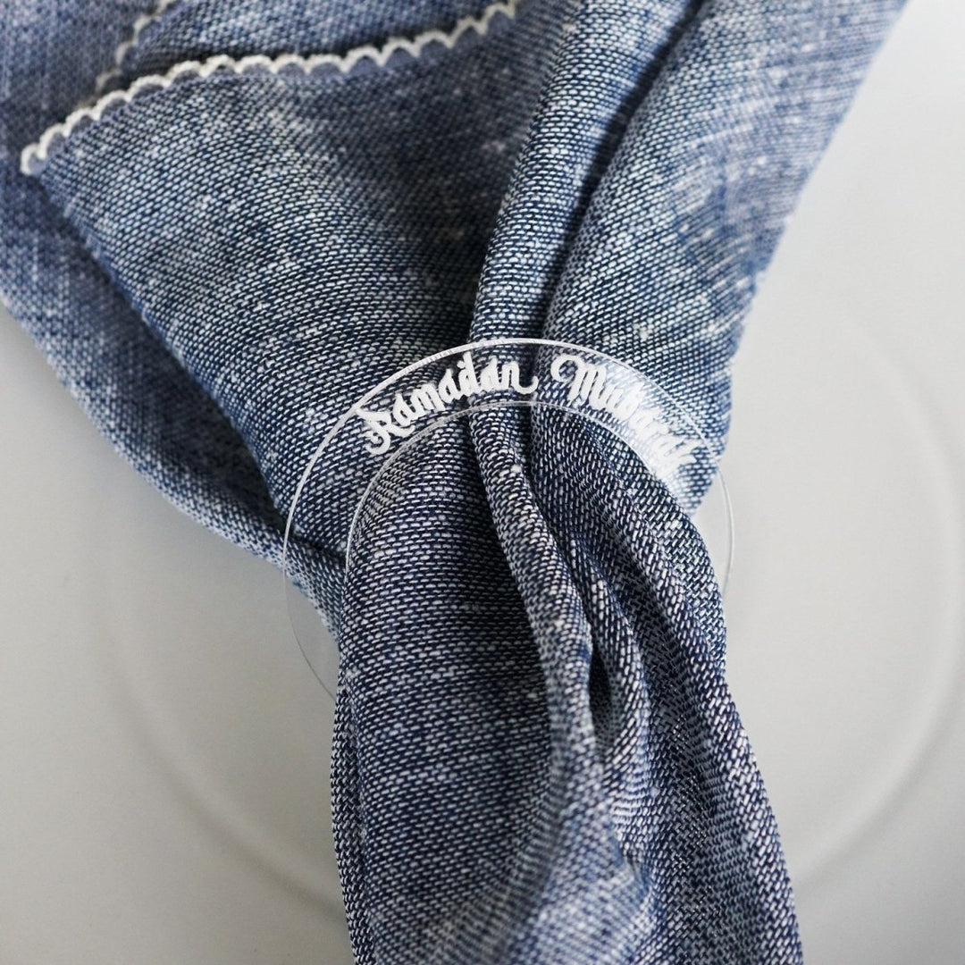 Ramadan Mubarak circular napkin holder in transparent