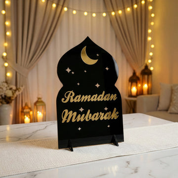 Décoration de table Ramadan Moubarak en acrylique – Présentoir islamique moderne