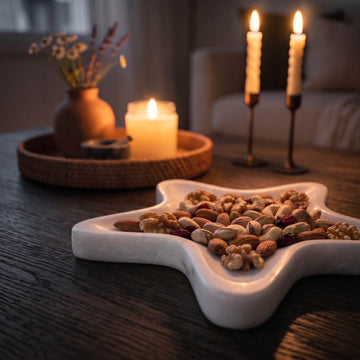 Hand-polished Real Marble Crescent Star Tray – Natural Stone Serving Platter showcasing premium craftsmanship.