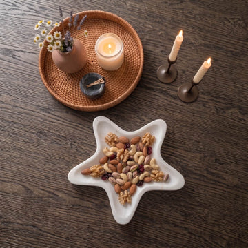 Durable and sustainable Real Marble Crescent Star Tray – Natural Stone Serving Platter for long-lasting home use.