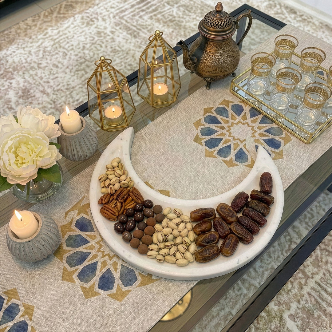 Real Marble Crescent Moon Tray – Natural Stone Serving Platter