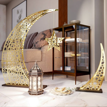 Rising Crescent & Star Ramadan Decor - Metal Islamic Home Decoration - Islamic Wall Art Store