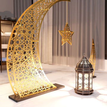 Rising Crescent & Star Ramadan Decor - Metal Islamic Home Decoration - Islamic Wall Art Store