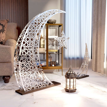 Rising Crescent & Star Ramadan Decor - Metal Islamic Home Decoration - Islamic Wall Art Store