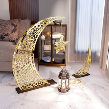 Rising Crescent & Star Ramadan Decor - Metal Islamic Home Decoration - Islamic Wall Art Store