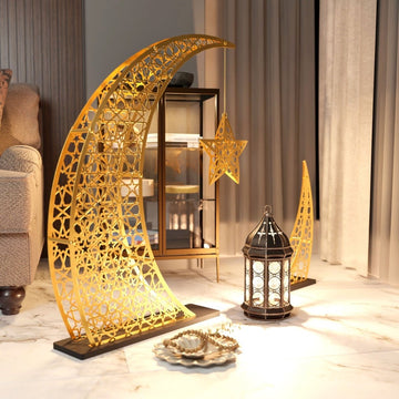 Rising Crescent & Star Ramadan Decor - Metal Islamic Home Decoration - Islamic Wall Art Store
