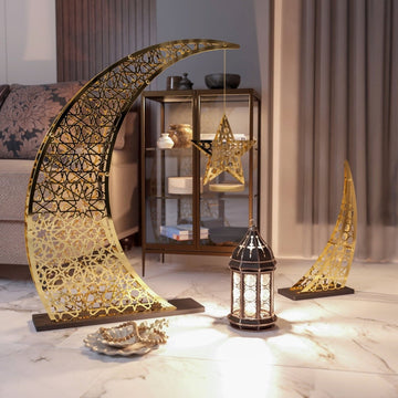 Rising Crescent & Star Ramadan Decor - Metal Islamic Home Decoration - Islamic Wall Art Store