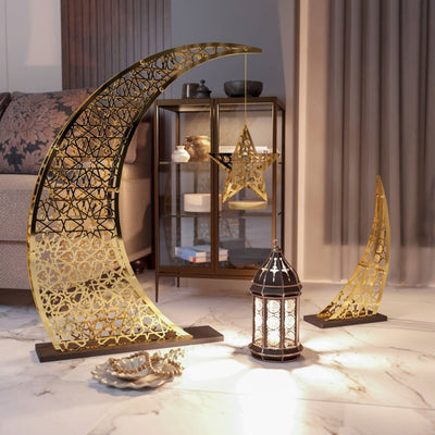 Rising Crescent & Star Ramadan Decor - Metal Islamic Home Decoration - Islamic Wall Art Store