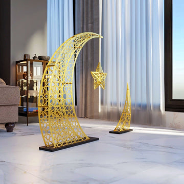 Rising Crescent & Star Ramadan Decor - Metal Islamic Home Decoration - Islamic Wall Art Store