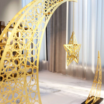 Rising Crescent & Star Ramadan Decor - Metal Islamic Home Decoration - Islamic Wall Art Store