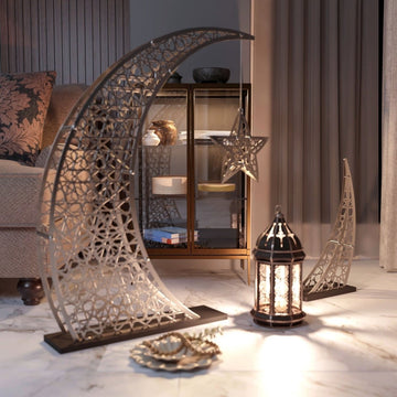 Rising Crescent & Star Ramadan Decor - Metal Islamic Home Decoration - Islamic Wall Art Store