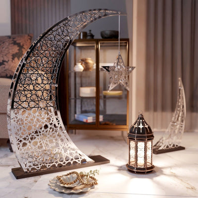Rising Crescent & Star Ramadan Decor - Metal Islamic Home Decoration - Islamic Wall Art Store