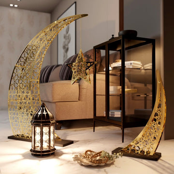 Rising Crescent & Star Ramadan Decor - Metal Islamic Home Decoration - Islamic Wall Art Store