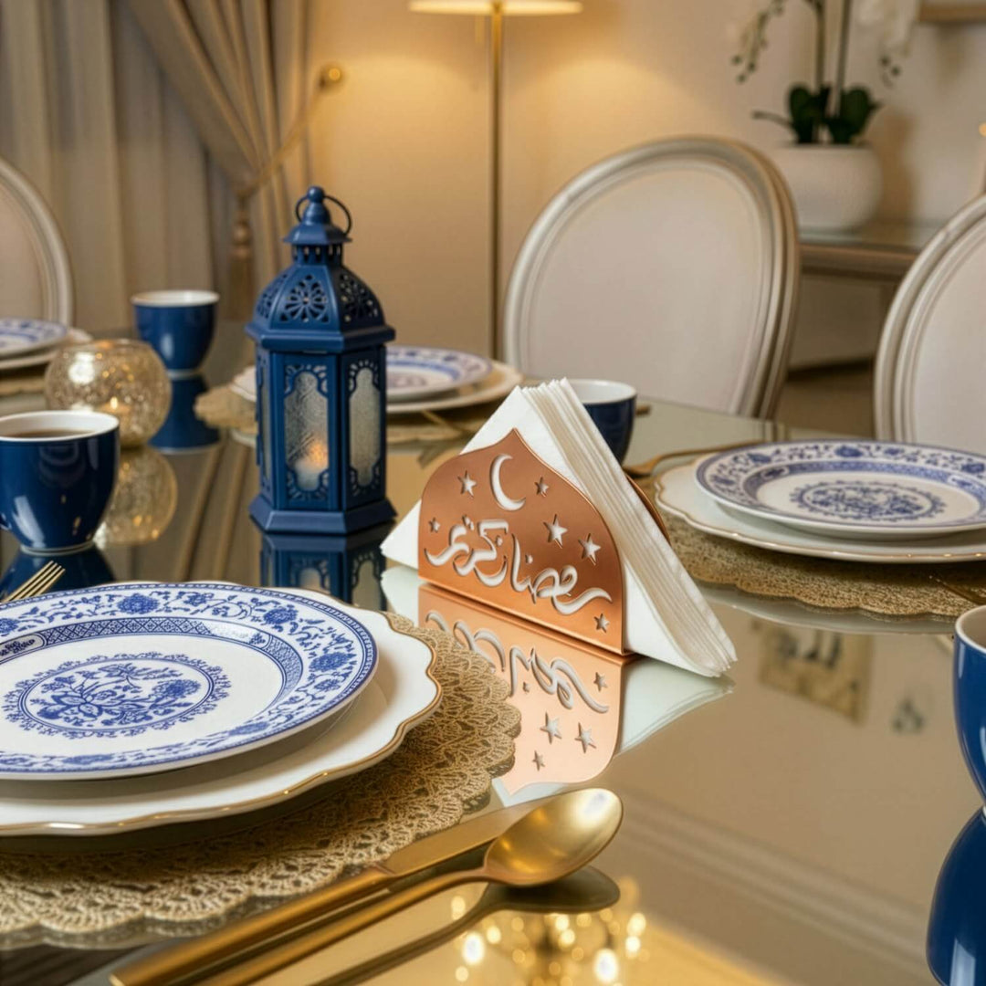Ramadan Kareem Napkin Holder – Metal Iftar Table Decor