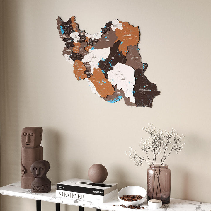 Colorful Iran Wooden Wall Map Heritage Home Decor