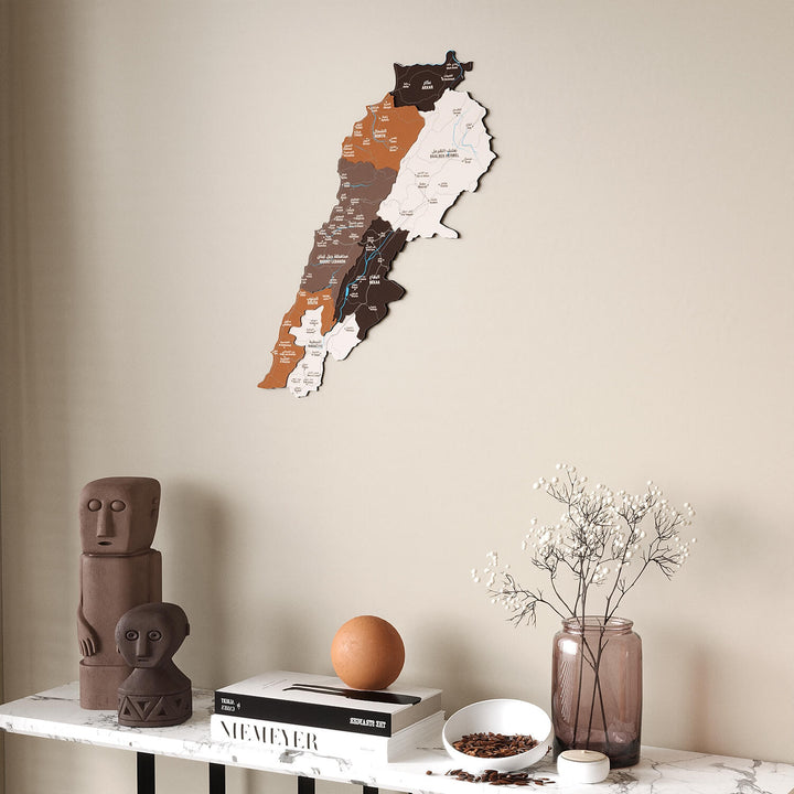 Colorful Lebanon Wooden Wall Map 3D Heritage Decor