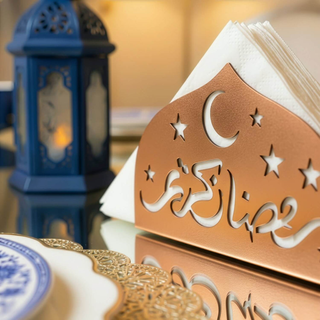 Ramadan Kareem Napkin Holder – Metal Iftar Table Decor