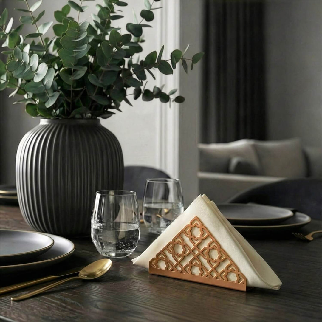 Geometric Islamic Napkin Holder – Metal Iftar Table Decor
