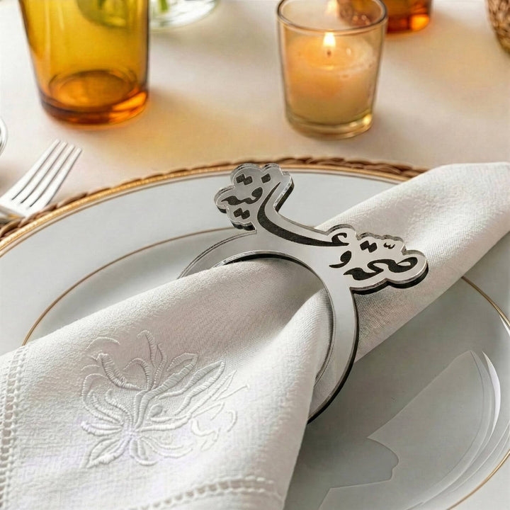 Saha w Afia Acrylic Napkin Rings – Islamic Table Decor for Iftar