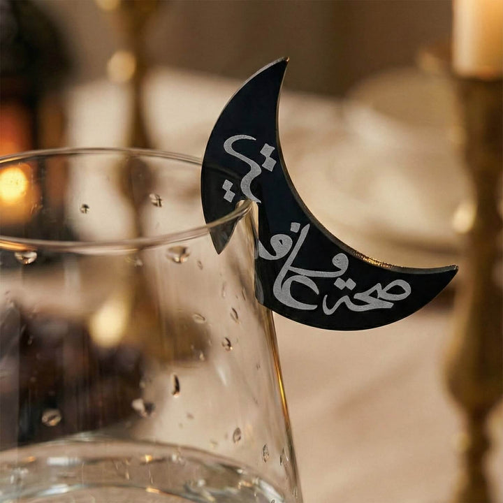 Crescent Moon Acrylic Drink Markers – Islamic Glass Charms