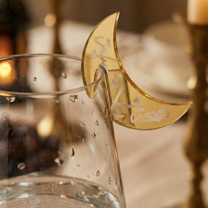 Crescent Moon Acrylic Drink Markers – Islamic Glass Charms