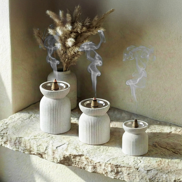 Modern Tiered Stone Mabkhara (Set of 3) – Minimalist Incense Burners