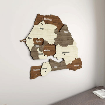 Senegal Map Wall Wooden Decor - Elegant Office&Home Art - Islamic Wall Art Store