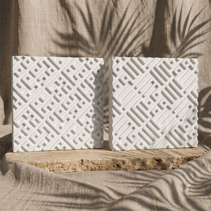 Set of 2 Kufic Allah (SWT) & Muhammad (PBUH) Islamic Stone Decor