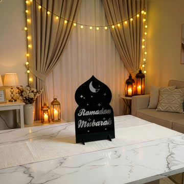 Décoration de table Ramadan Moubarak en acrylique – Présentoir islamique moderne