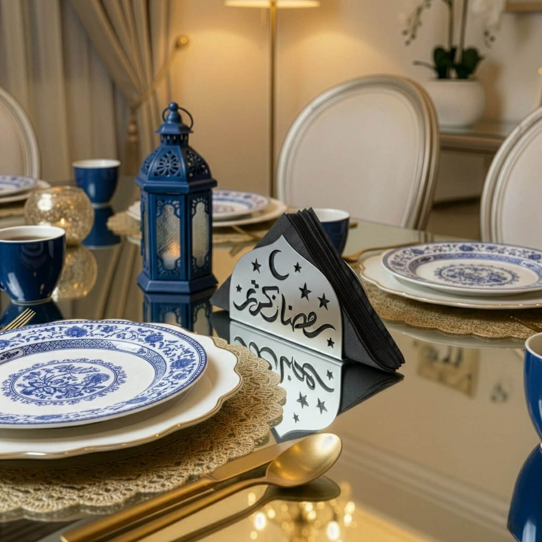 Ramadan Kareem Napkin Holder – Metal Iftar Table Decor