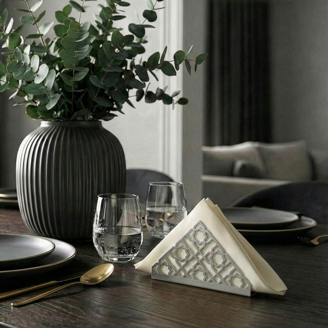 Geometric Islamic Napkin Holder – Metal Iftar Table Decor
