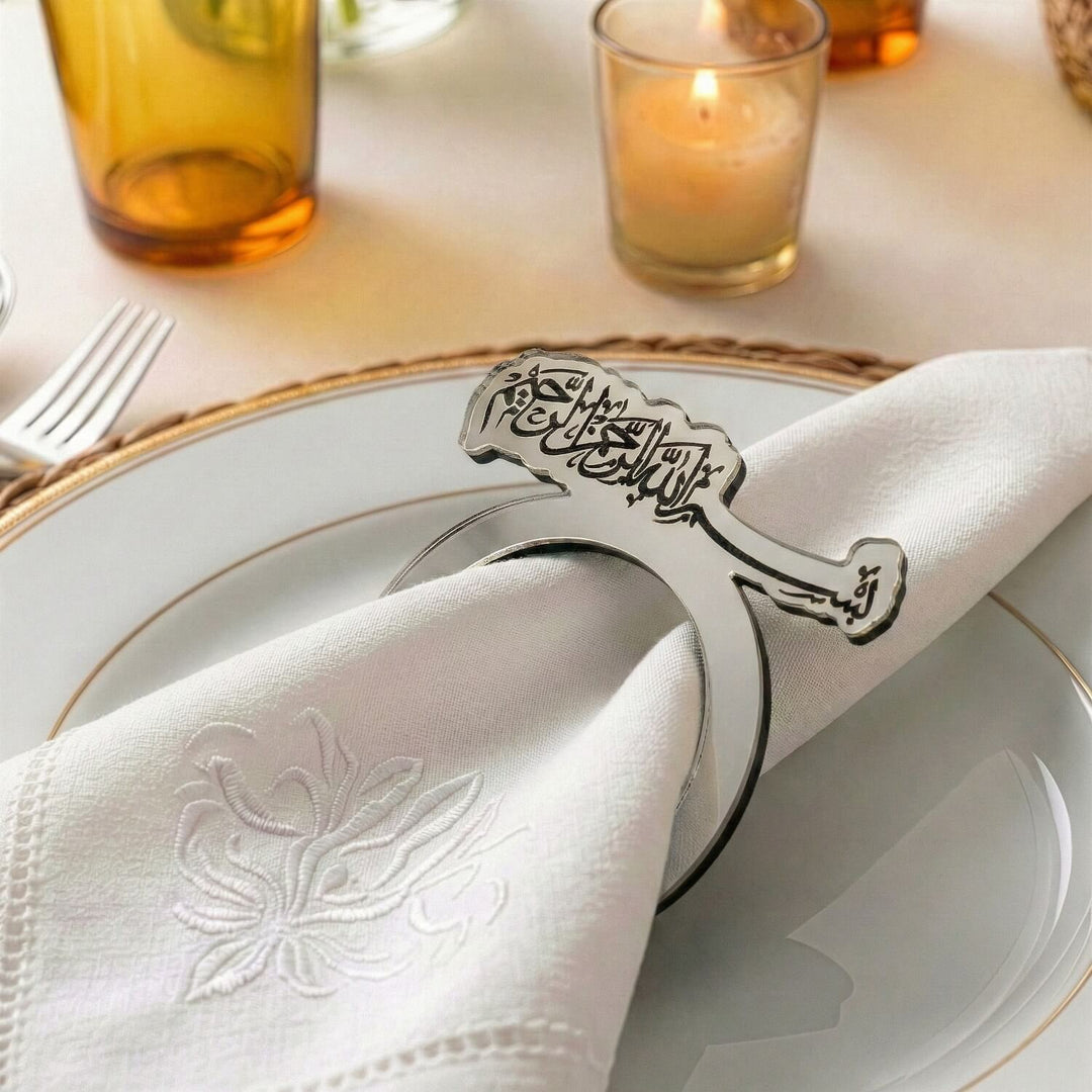 Basmala Thuluth Script Acrylic Napkin Rings – Islamic Table Decor