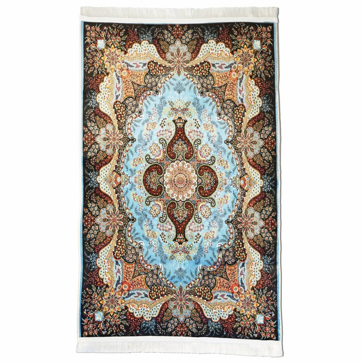 muslim-prayer-rug-blue-beige-floral-motifs-islamicwallartstore