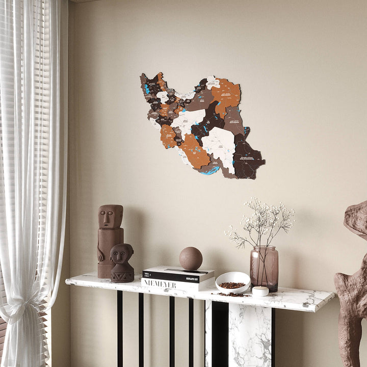 Colorful Iran Wooden Wall Map Heritage Home Decor
