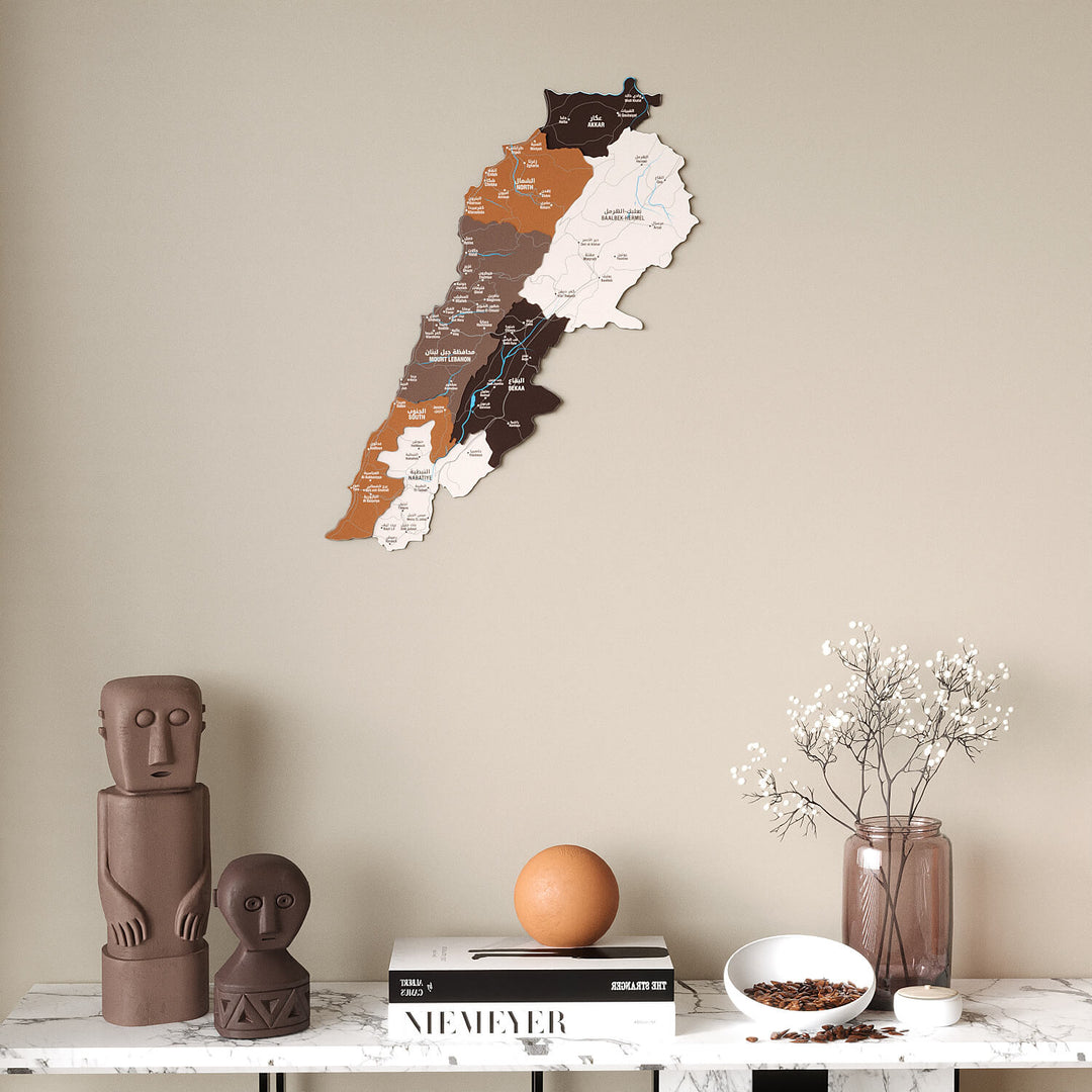 Colorful Lebanon Wooden Wall Map 3D Heritage Decor