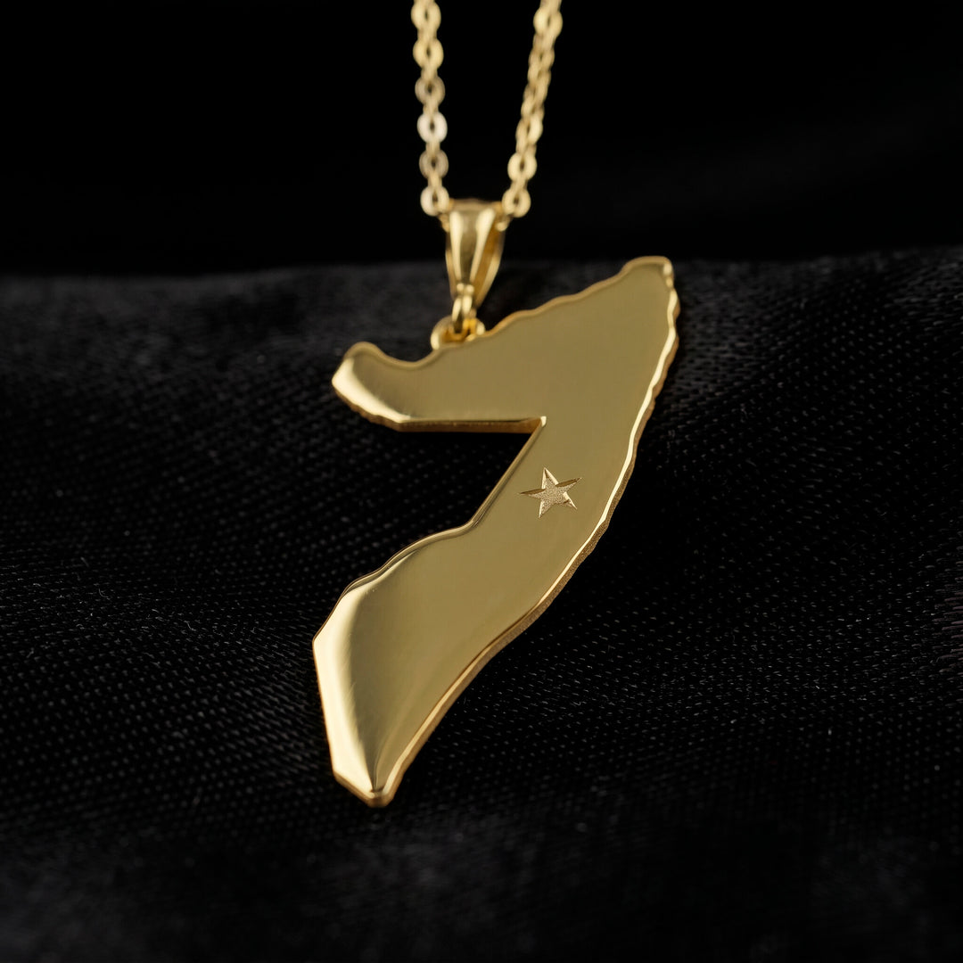 Somalia map necklace in gold