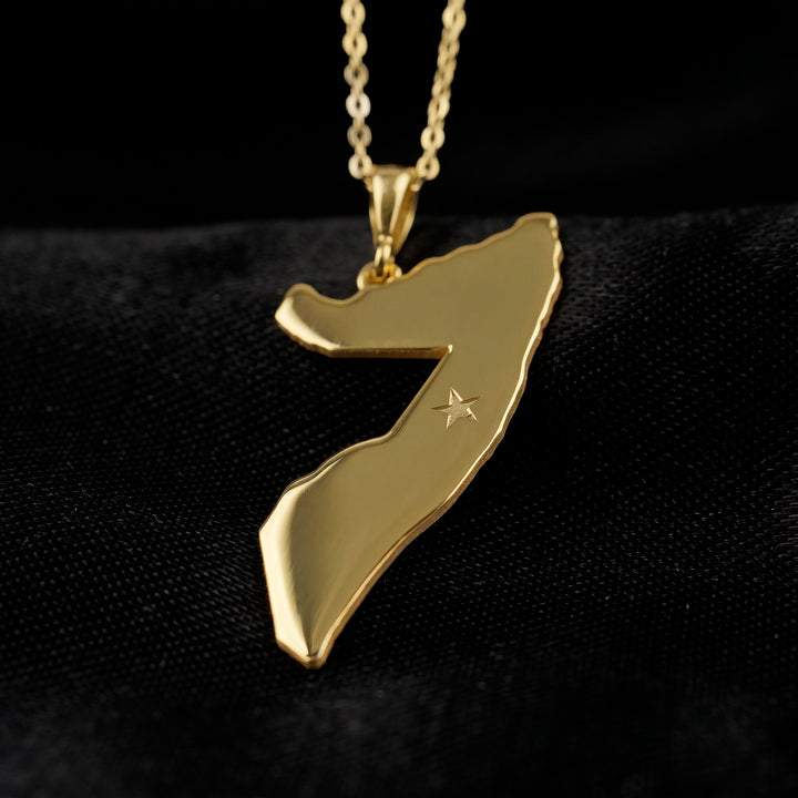 Somalia map necklace in gold