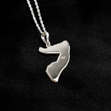 Somalia map necklace in sterling silver