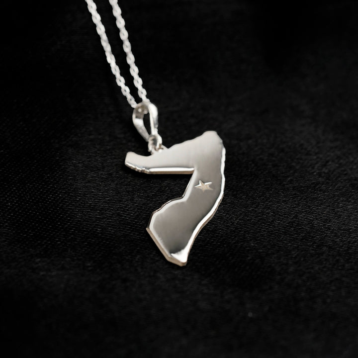 Somalia map necklace in sterling silver