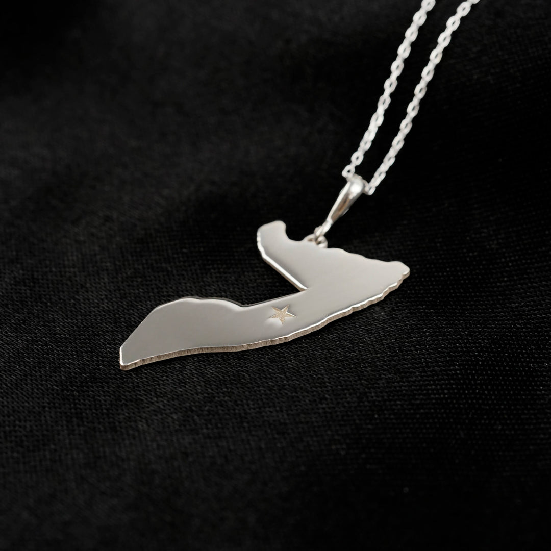 Somalia map necklace, silver pendant