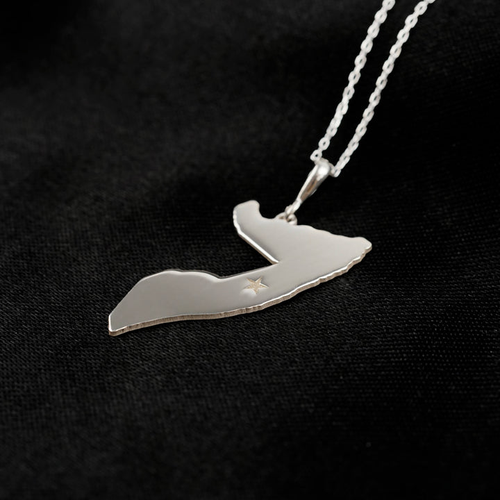 Somalia map necklace, silver pendant