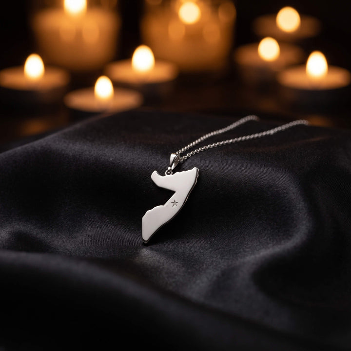 Somalia map necklace, 925 sterling silver