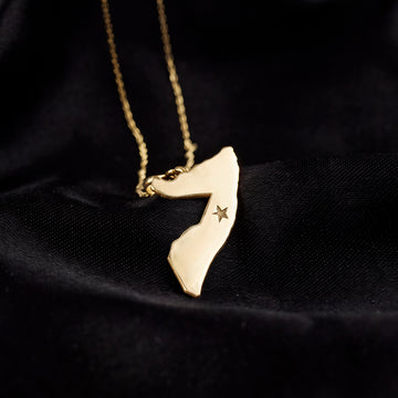 Somalia map necklace, 18K gold plated