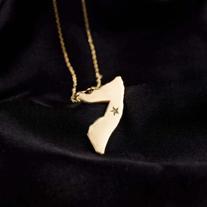 Somalia map necklace, 18K gold plated