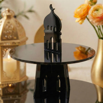 Présentoir de service rond à 3 étages en acrylique – Tour à dattes et douceurs du Ramadan