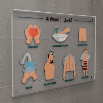 Step - by - Step Ghusl Guide - Educational & Decorative Acrylic Art - Islamic Wall Art Store