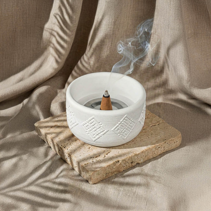4 Dhikr Stone Cast Mabkhara – Geometric Kufic Incense Burner