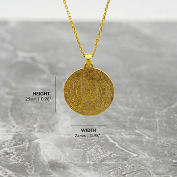 Surah Fatiha Round Muslim Jewelry - 18K Gold Plated Silver Pendant - Islamic Wall Art Store