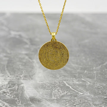 Surah Fatiha Round Muslim Jewelry - 18K Gold Plated Silver Pendant - Islamic Wall Art Store