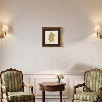 Living room gallery wall highlighted by the elegant Surah Fatihah Verse 1 and First Kalima Stone Decor.
